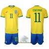 Officiële Voetbalshirt + Korte Broek Brazilië Philippe Coutinho 11 Thuis WK 2022 - Kids